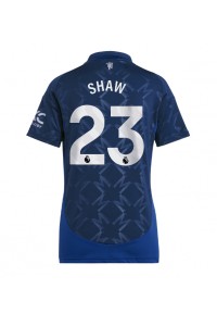 Manchester United Luke Shaw #23 Fotballdrakt Borte Klær Dame 2024-25 Korte ermer